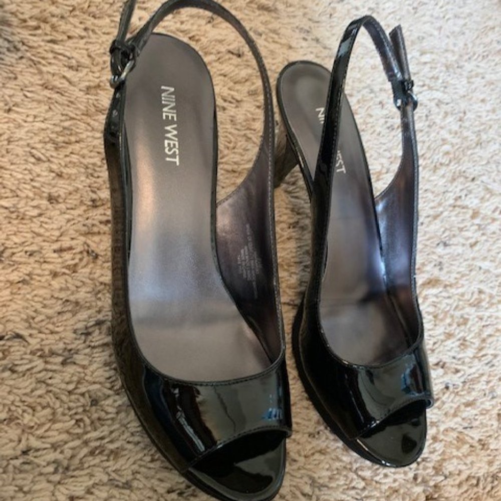 Nine West Black open toe Heels 8.5